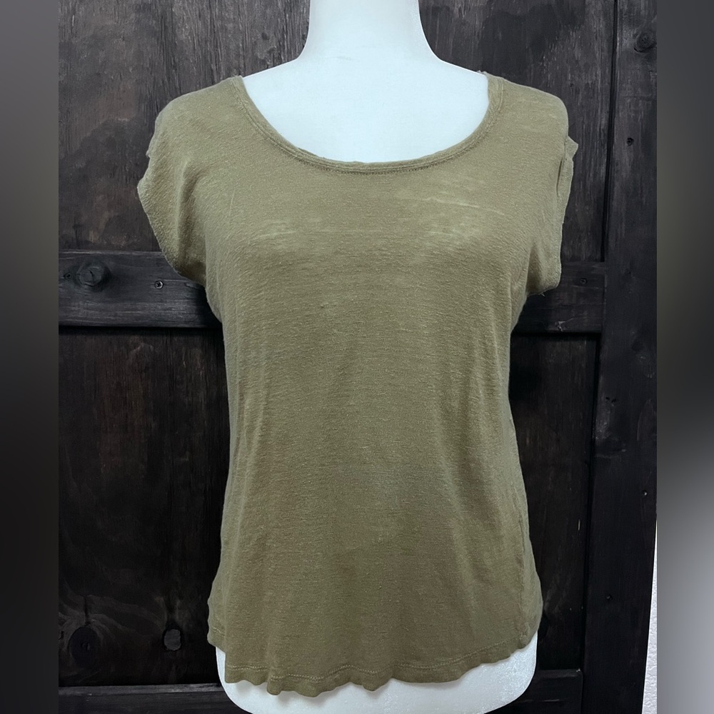 Tahari Olive Short Sleeve Women's Top